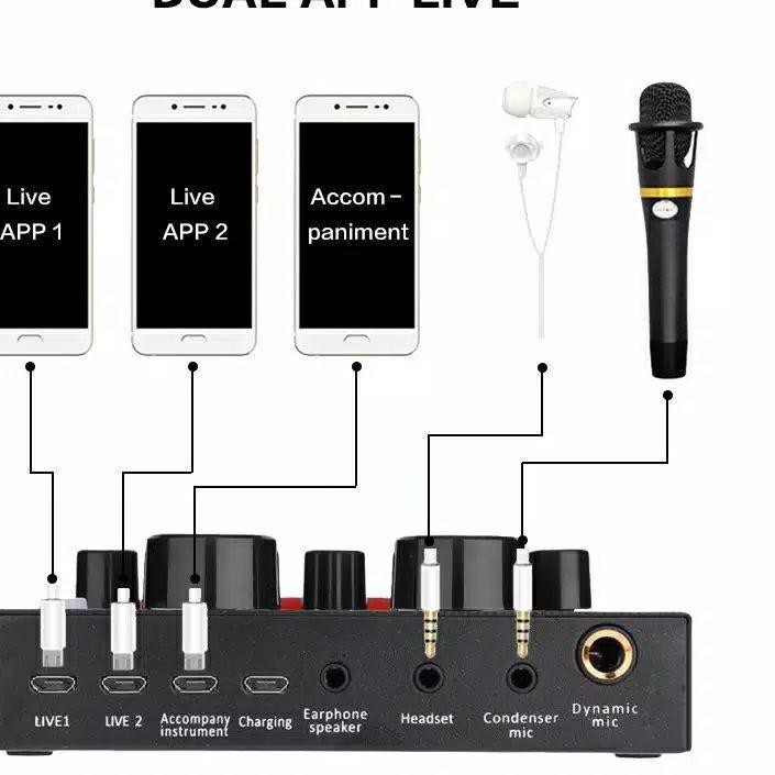 ❆ Sound card V8 Mixer Bluetooth SoundCard V8 Audio USB External Soundcard ➸