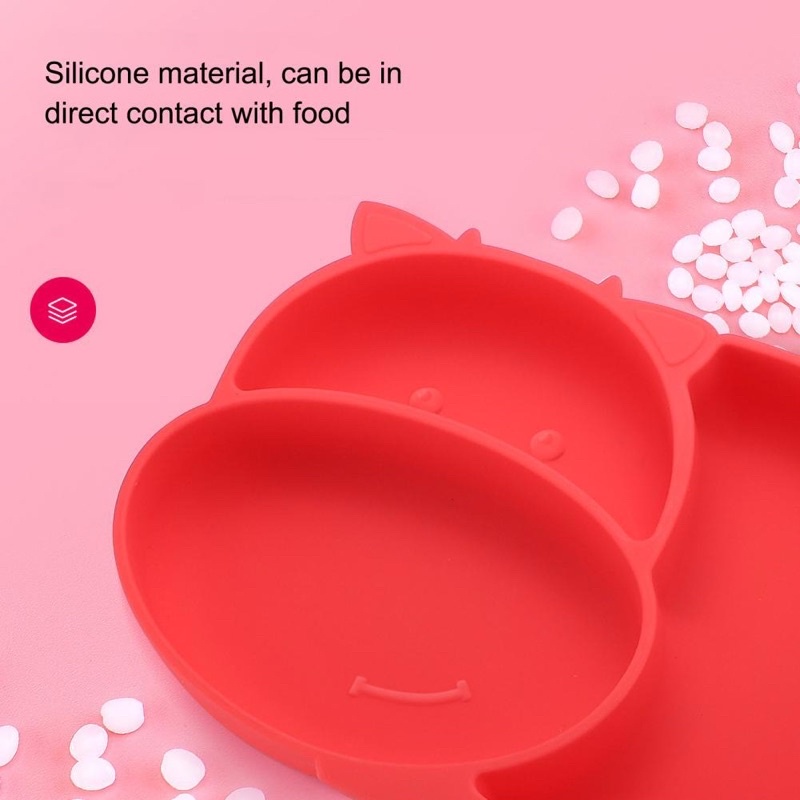 Piring Makan Balita Divided Plate with Suction Cup Silicone BPA Free