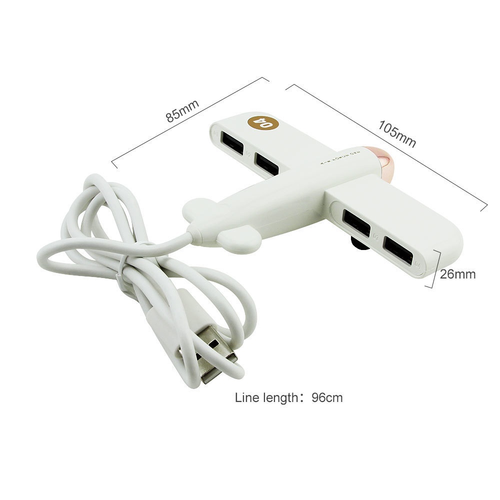 Hub Splitter 4 Port USB 2.0 3.0 Portable Bentuk Pesawat Untuk Laptop