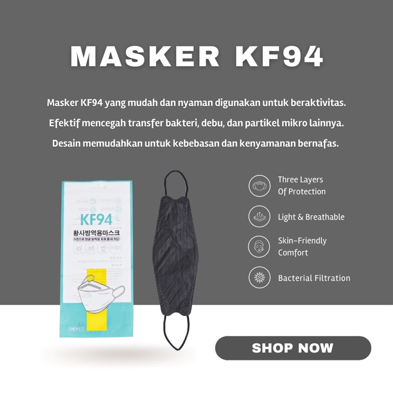 MASKER KF94 4PLY KOREA ZIPLOCK ISI 10PCS / MASKER KF94 HITAM PUTIH