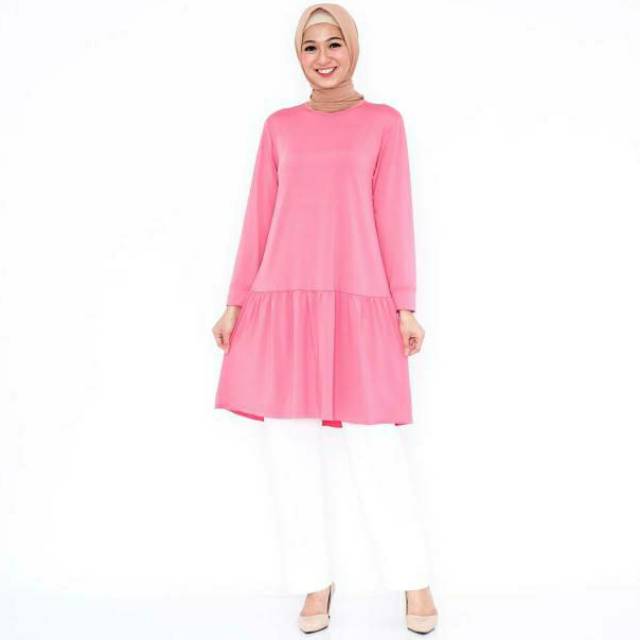 Tunik jersey rempel Polos /Baju Muslim Wanita