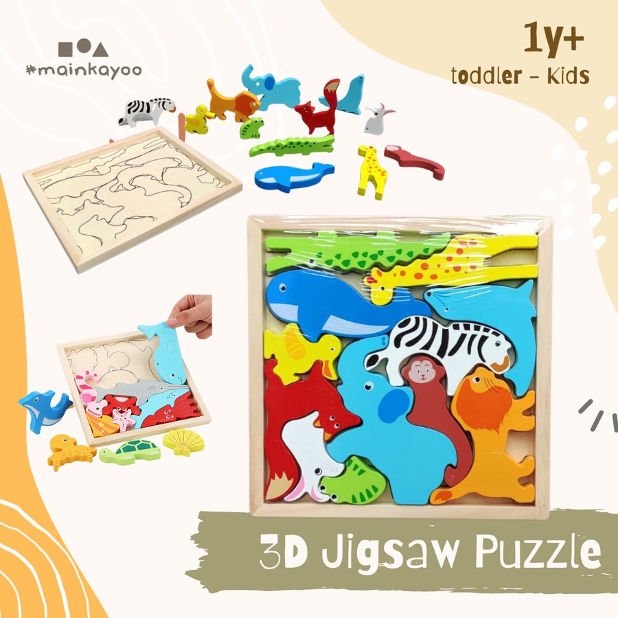 MAIN PUZZLE KAYU 3D - MENGENAL HEWAN, TRANSPORTASI