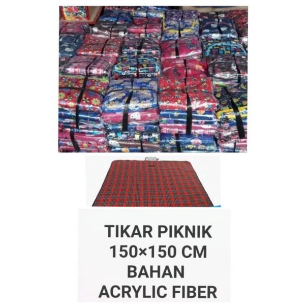 Tikar Piknik Tiker Lipat Jepang Matras Tamasya Besar 150 x 150 CM Foldable Camping Karpet Tamasya Travel Microsatin