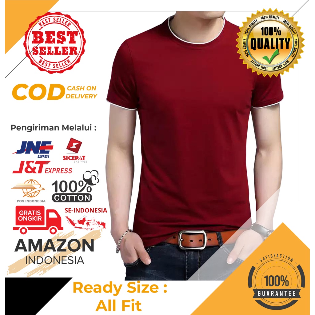 YANG LAGI HITS DICARI GAN Termurah Obulo Warna Maroon Kaos Pria Cowo Kantor Kasual Formal Lengan Pendek