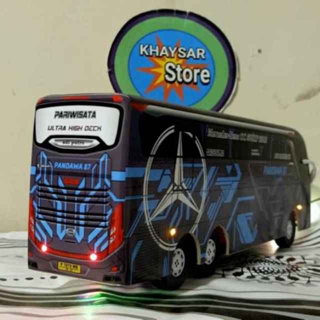 Miniatur bus bis pandawa 87 UHD plus lampu