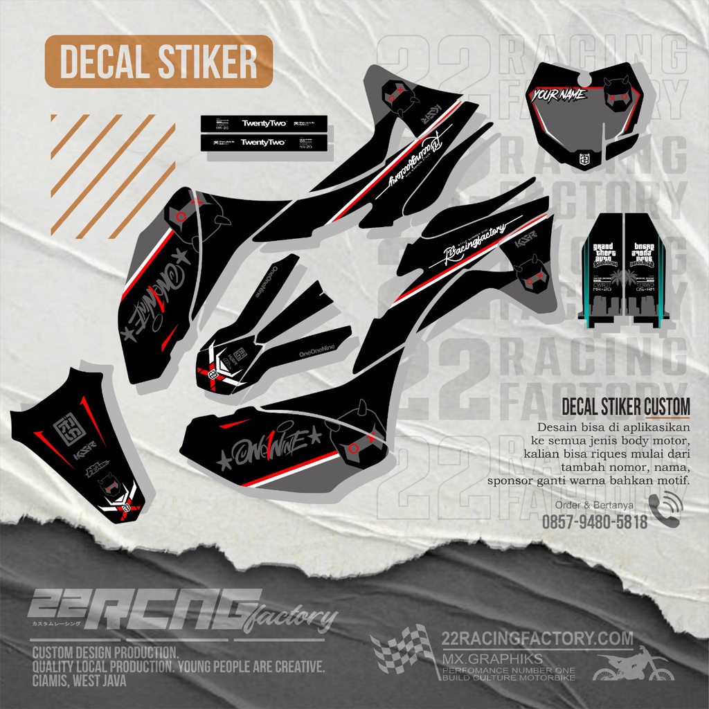 DECAL STIKER CRF / GORDONS/  KLX BF / KLX DTRACKER / KLX S OLD FULL BODY DESAIN COSTUM