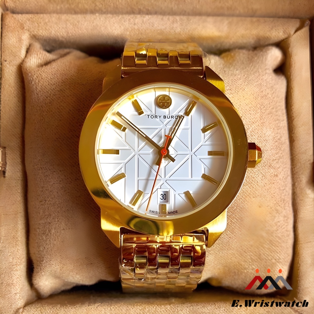 Jam Tangan Wanita Tory Burch Whitney Ivory Dail Gold-Tone TBW8002