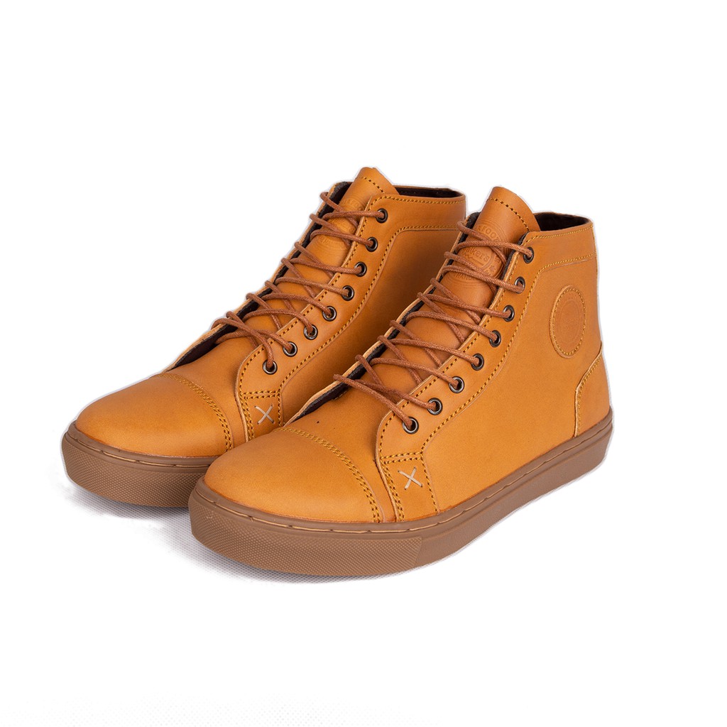 Sepatu Sneakers Boots Pria Kulit Asli Exos Series Tan - walkers