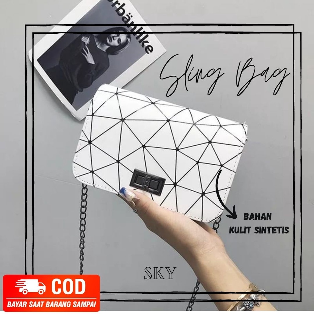 Tas Selempang Slingbag wanita Cewek Murah Kekinian Import - Sky