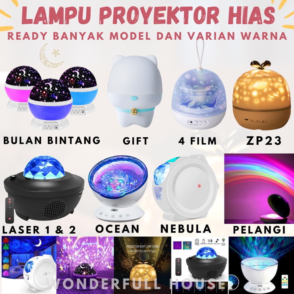 Lampu Tidur Proyektor Projector Langit Bulan Bintang Smart Wifi LED Speaker