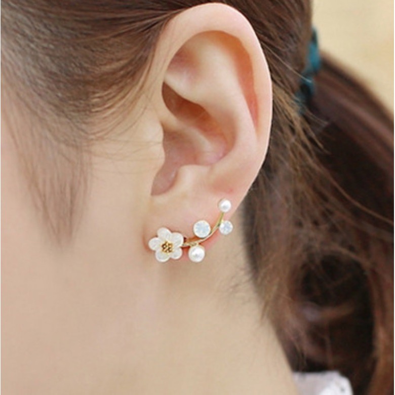 Anting Tindik Mini Wanita Mutiara BUNGA E114 Korea Fashion Women Pearl Earring Giwang Cewe