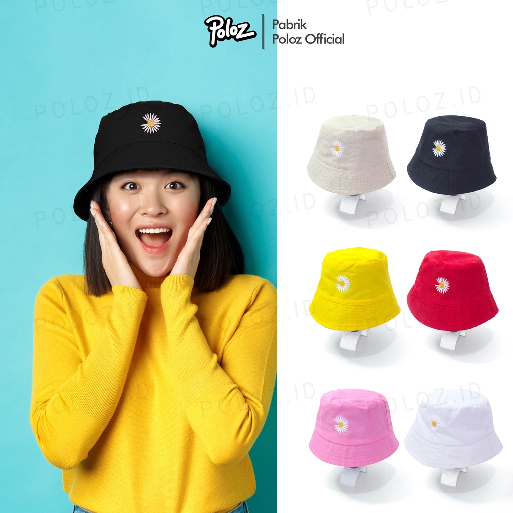TOPI BUCKET BUNGA DAISY TOPI BUCKET CEWE WANITA LUCU MOTIF BORDEL BUNGA TOPI BUCKET KOREA