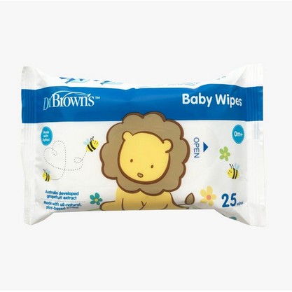 DR BROWNS Baby Wipes 25s (4pack) / Tisu Basah Bayi Foodgrade