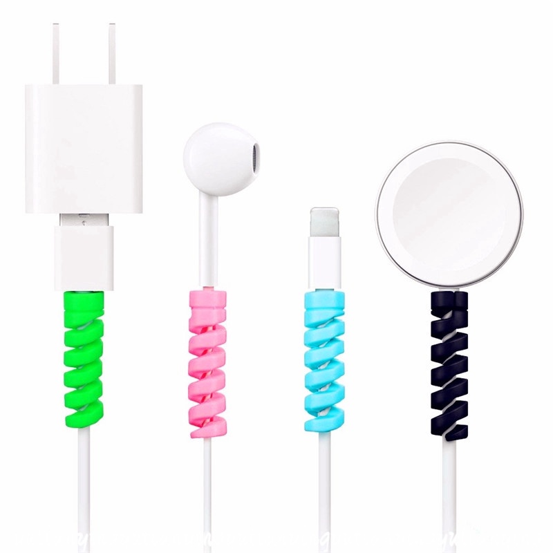 1pc Pelindung Casing Kabel Data Silikon Spiral Untuk IPhone Android Universal USB Charger Earphone Data Cable Protector