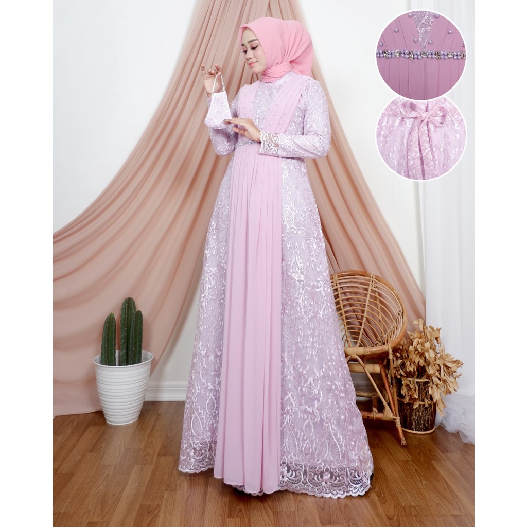 Kadai.baju / Gamis brukat tulle / Gamis kondangan / Gamis modern / Savana dress