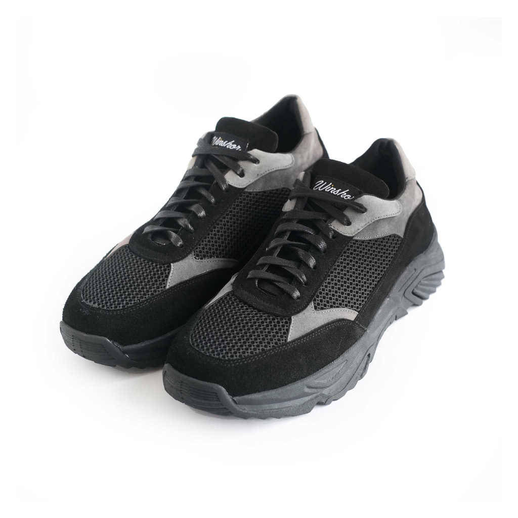 Sepatu Sneakers Kulit - Winshor - Xenon - Black Grey tone