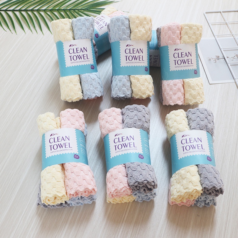 [4 PCS] Kain Lap Microfiber Pastel colour Dapur Multi Color merah Hijau Biru Cleaning Cloth 30 x 30 Pink Biru tisu Pembersih meja mikrofiber Dark color Tebal lap dapur serbaguna