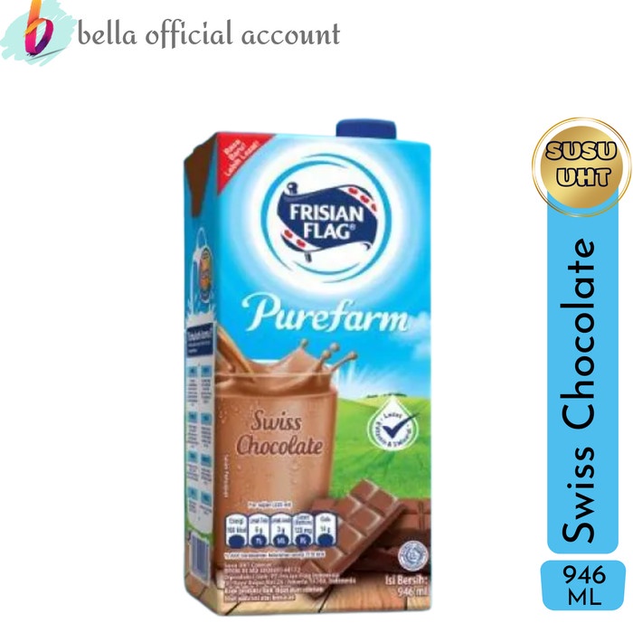 

Frisian Flag Purefarm Swiss Chocolate Susu UHT 946 mL