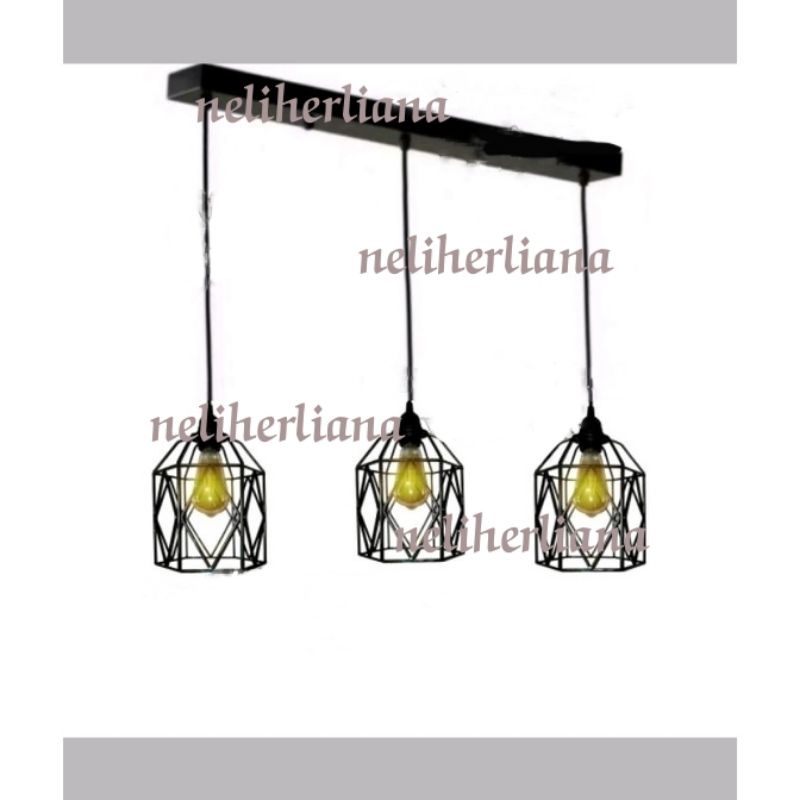 Lampu hias gantung 3 cabang full set+bohlam 3 pcs