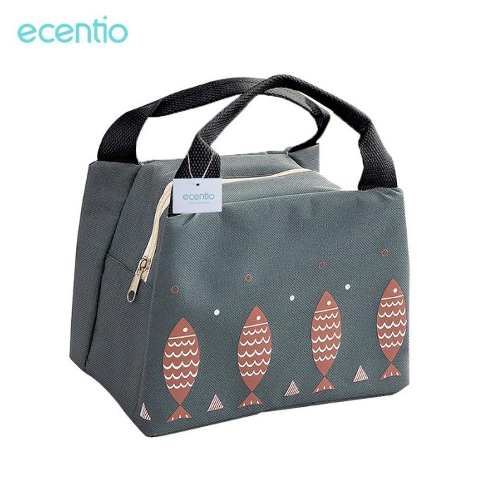 

Baru! Ecentio Tas Bekal Pola Ikan Oxford Cloth Lunch Bag - Abu-Abu