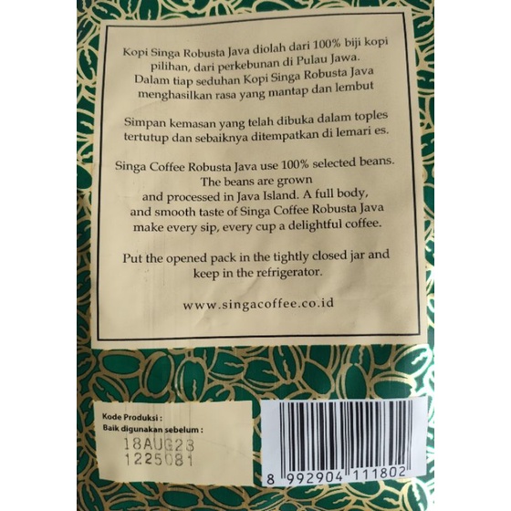 Robusta Singa Coffee/Kopi Bubuk Singa 180 gr