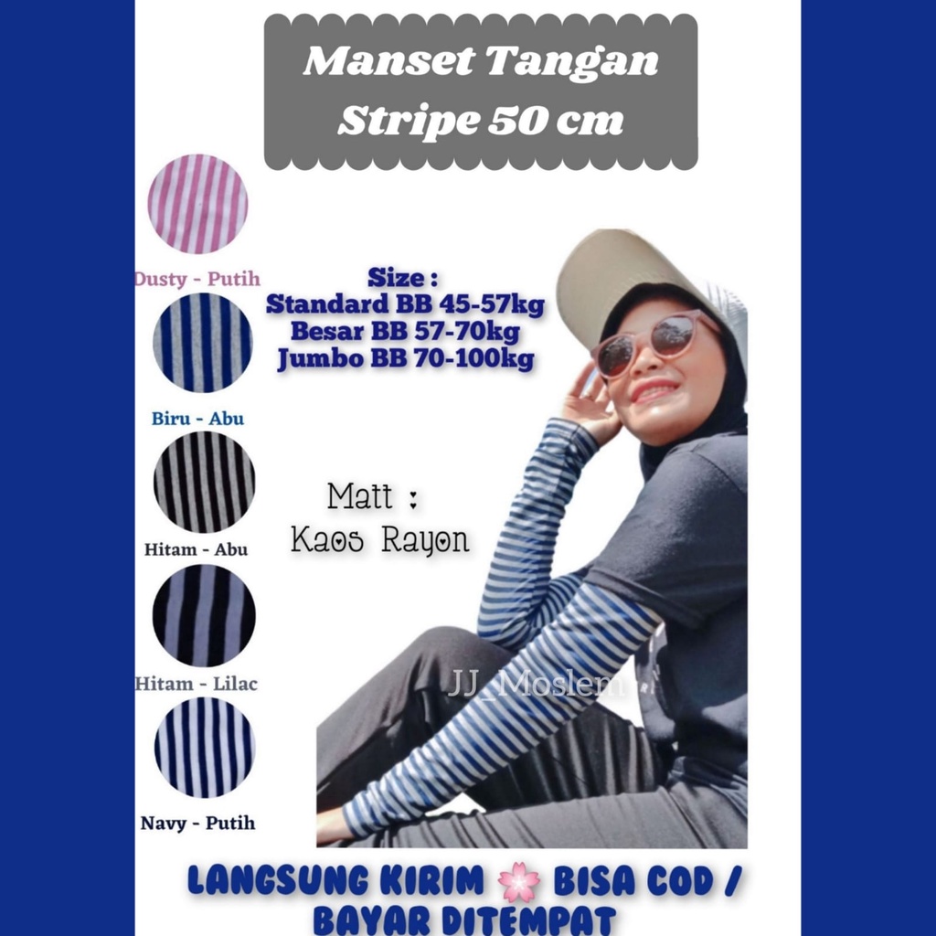 Manset Tangan Sripe Pria dan Wanita Panjang 50 cm Outerwear Kaos Hijab Standard Besar Dan Jumbo
