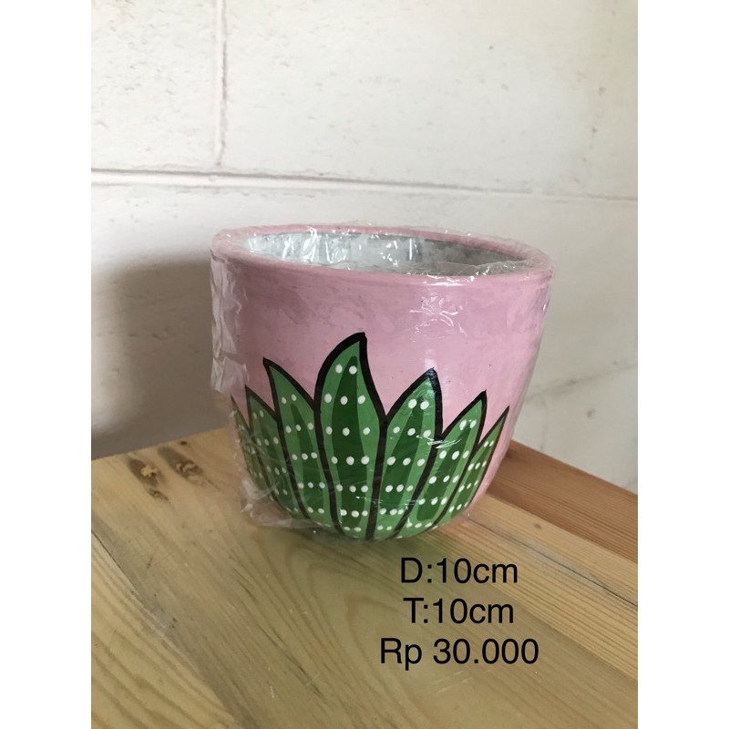 Pot Lukis Tanah Liat Gambar Aloe Vera
