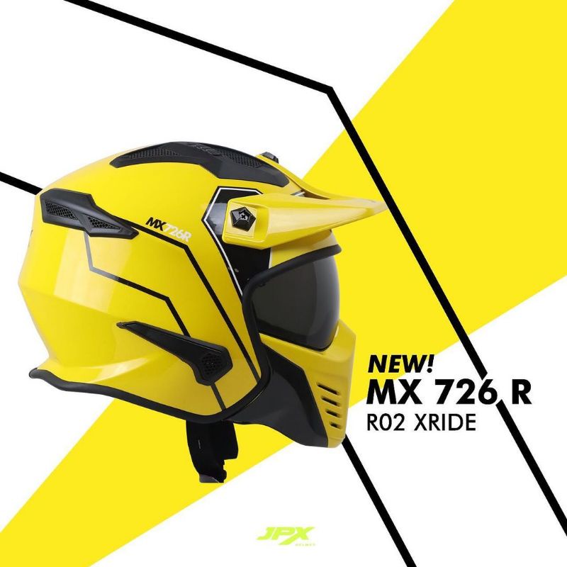 HELM JPX MX726R MOTIF R-03 XRIDE YELLOW ORIGINAL JPX MX 726R - ONGKIR TERMURAH 2KG