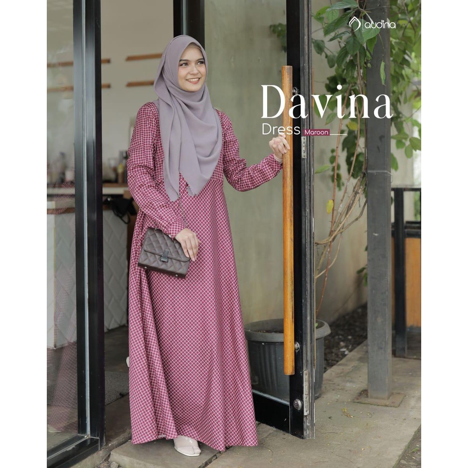 Gamis Syari Davina Dress Katun Jepang Ori Audina