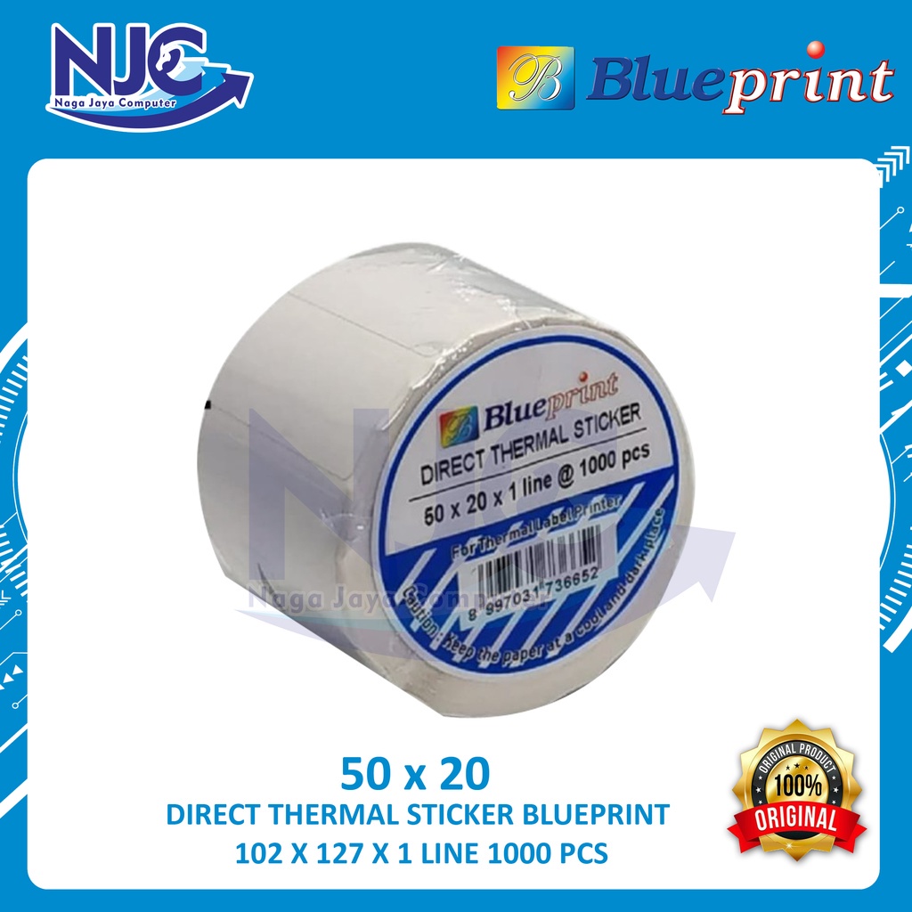

DIRECT THERMAL STICKER / LABEL STIKER BLUEPRINT 50x20x1 LINE Isi 1000