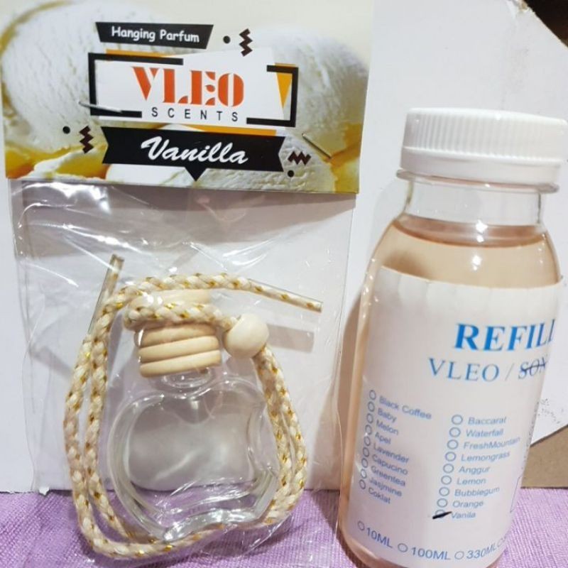 PAKET PARFUM MOBIL DAN RUANGAN VLEO+REFILL 100ML VANILLA