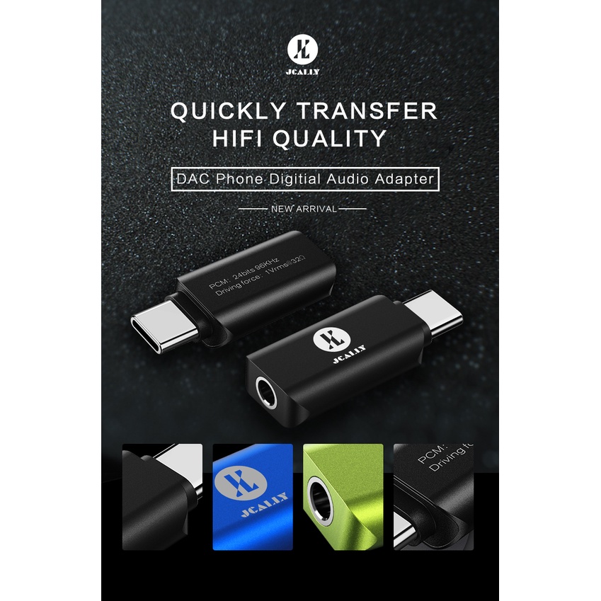 Jcally Ja02 Adapter Decoder Audio Dac Digital Tipe C Ke 3.5mm Untuk Handphone Huawei Meizu Xiaomi