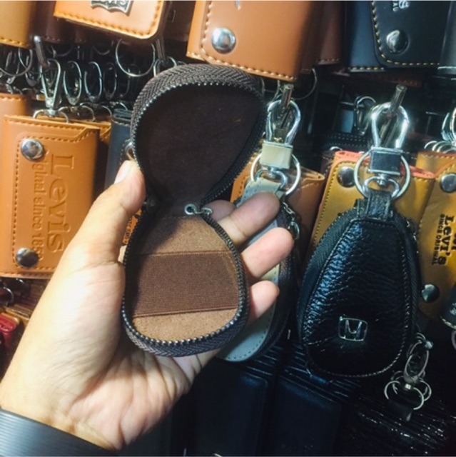 Dompet kunci pria kulit asli res ful oval gantungan stenles #dompet #gantungankumci #keyholder