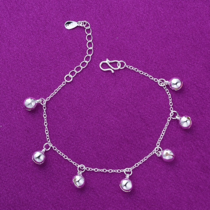 925 Silver Women Bell  Bracelet Anklet Charm Chain Jewelry Gift