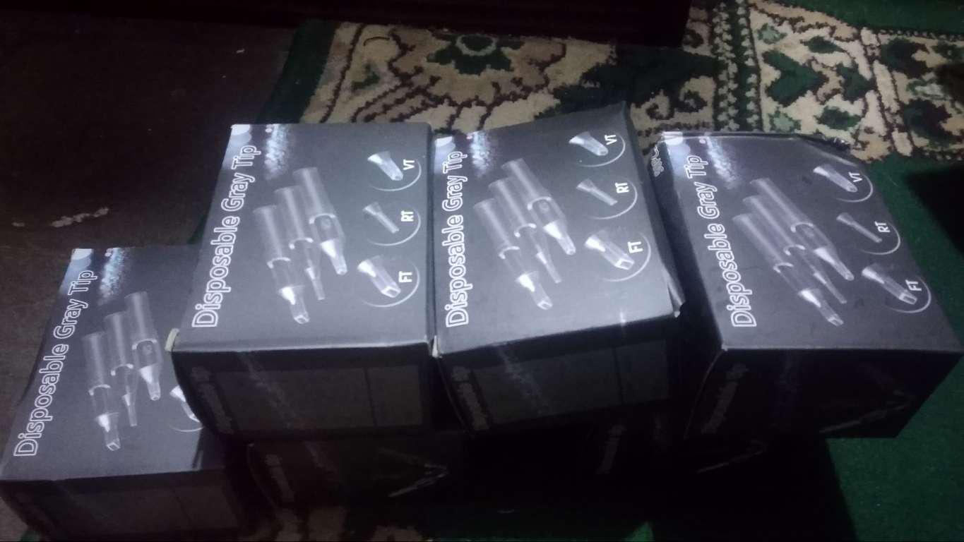 50 Pcs / Kotak Tip Tato Sekali Pakai Warna Abu-abu Transparan