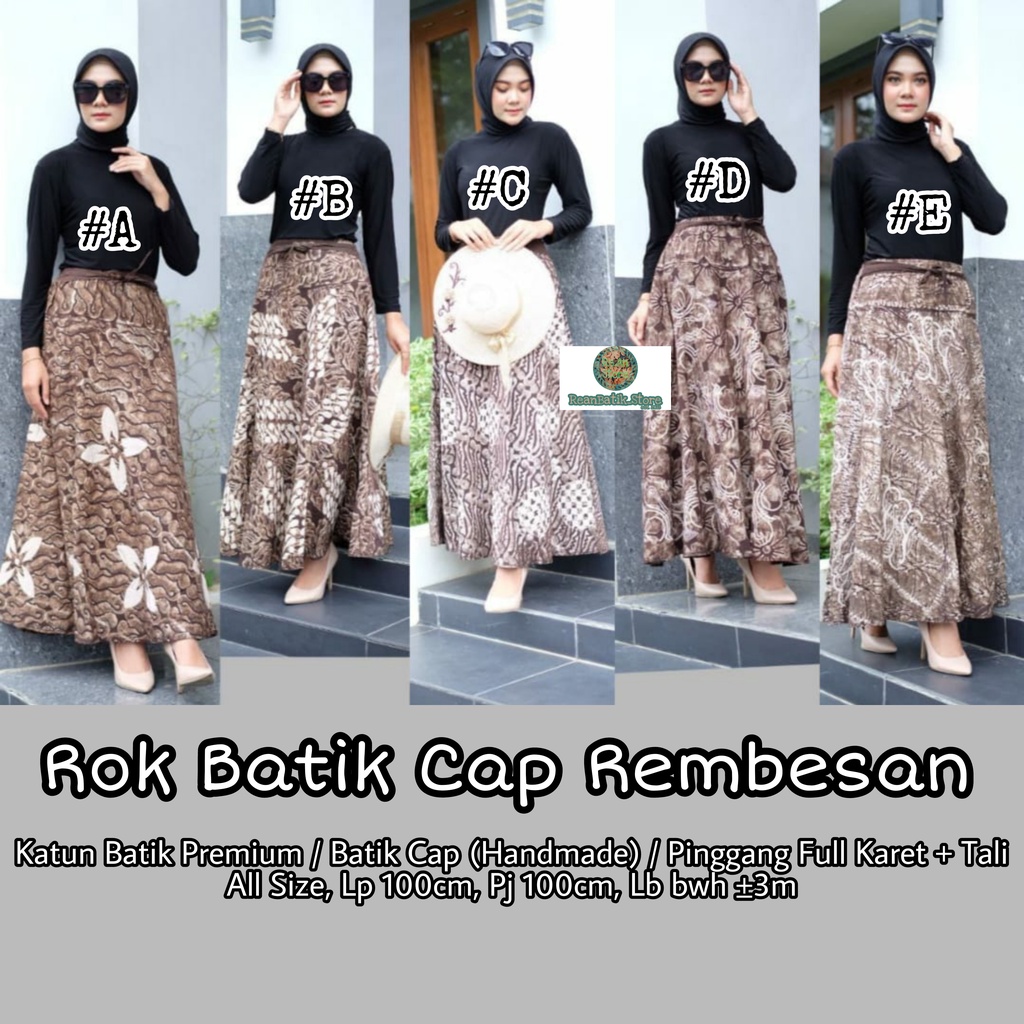 Jual Rok Batik Cap Rembesan Coklat Bawahan Kantoran Kondangan Wanita Casual Formal Bahan 8770