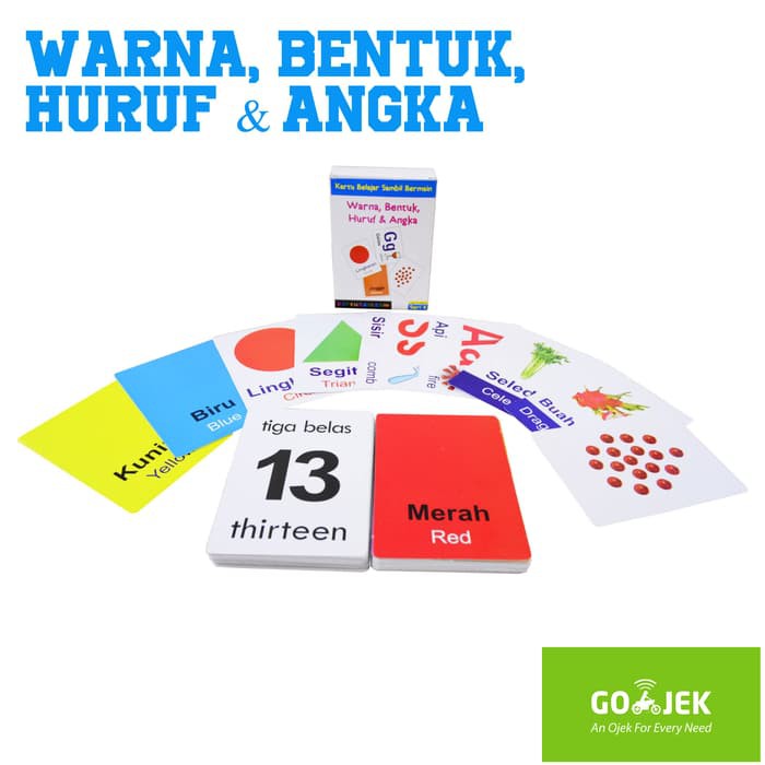FlashCard - Warna- Bentuk- Huruf dan Angka (Kartu Bayi)