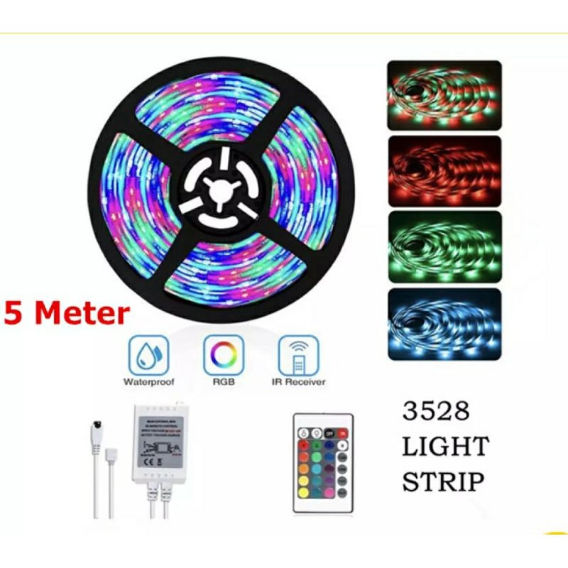 LED Strip RGB 3528 5 mtr  Set /Lampu Tumbler LED 10 meter RGB