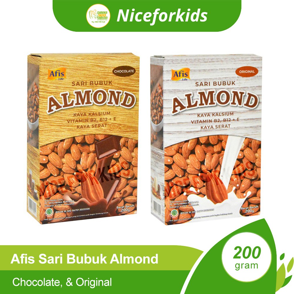 Afis Sari Bubuk Almond Aneka Rasa 200 Gram / Almond Drink Susu Almond untuk Semua Usia