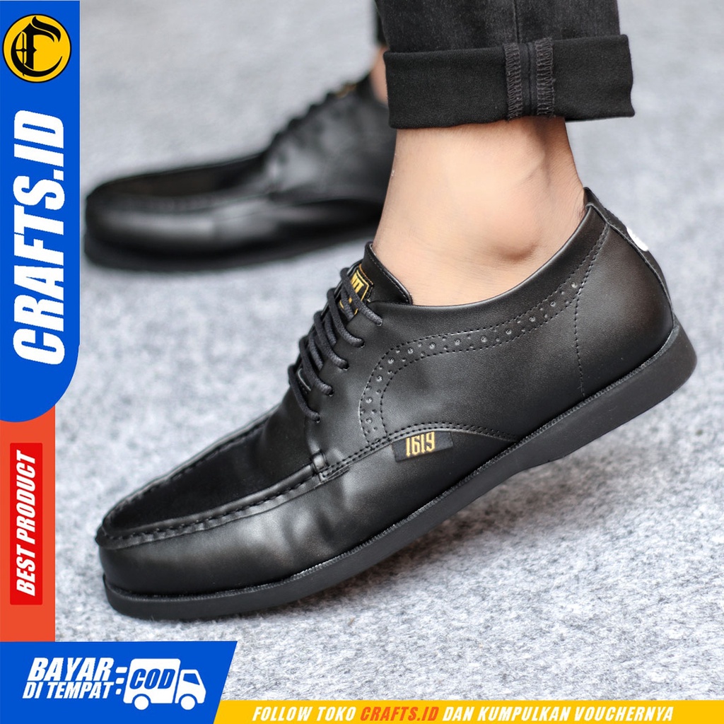 Sepatu Formal Pria Sepatu Casual Pria Kulit Pu Tali Sepatu Pantofel Kerja Kantor Kuliah Kondangan Sepatu Hitam Pria CRAFTS GRORWZ