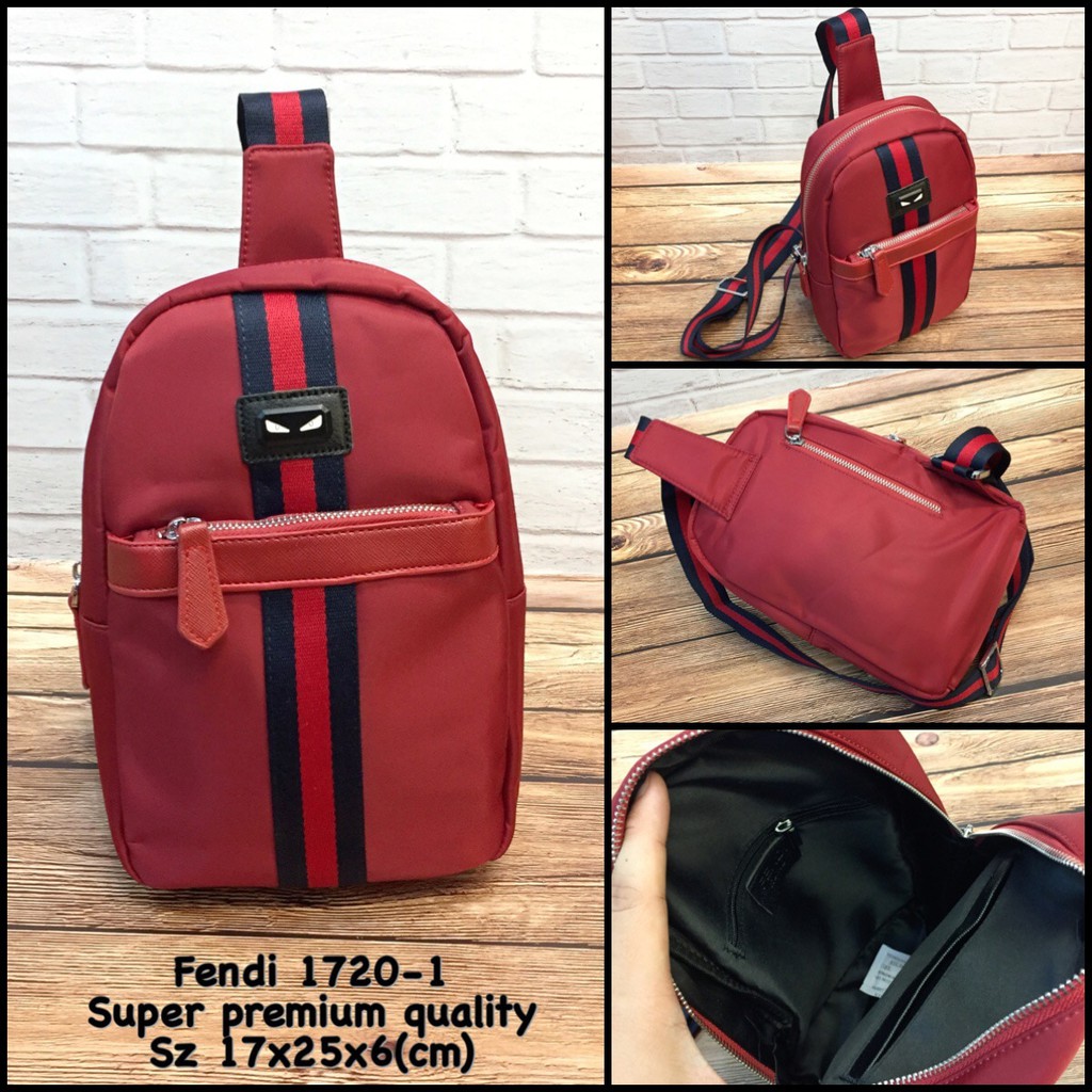 tas pria fendi monster 1720-1 red replica tas cowok tas fendi tas laki