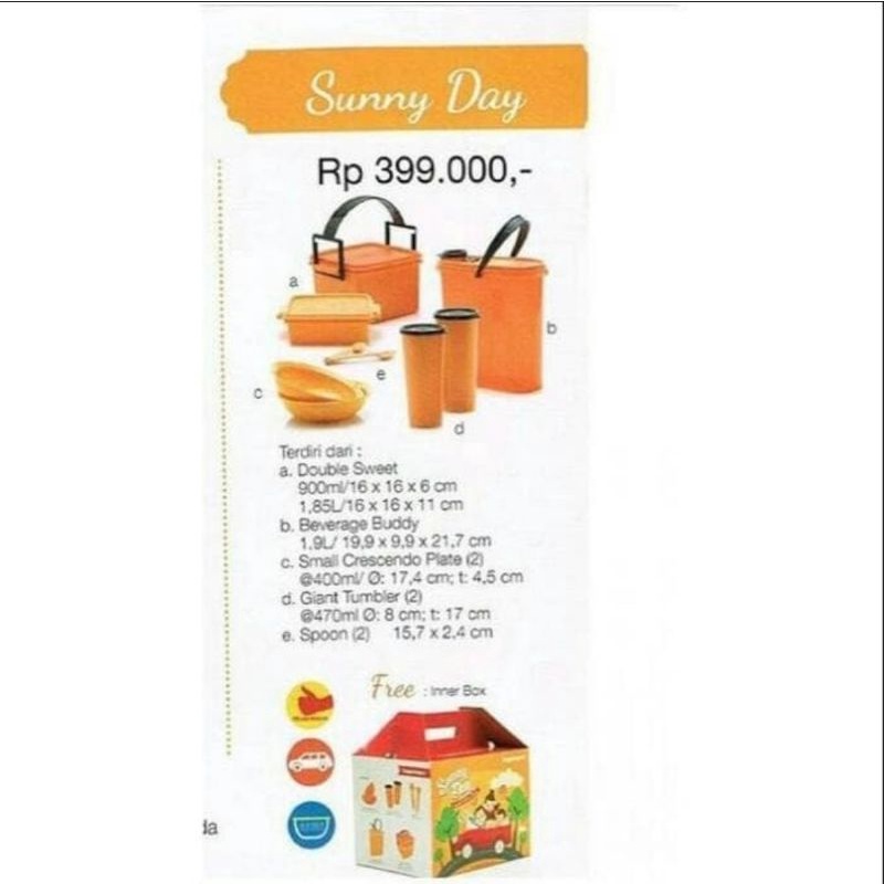 tupperware sunny day - tupperware set - kotak bekal - botol minum
