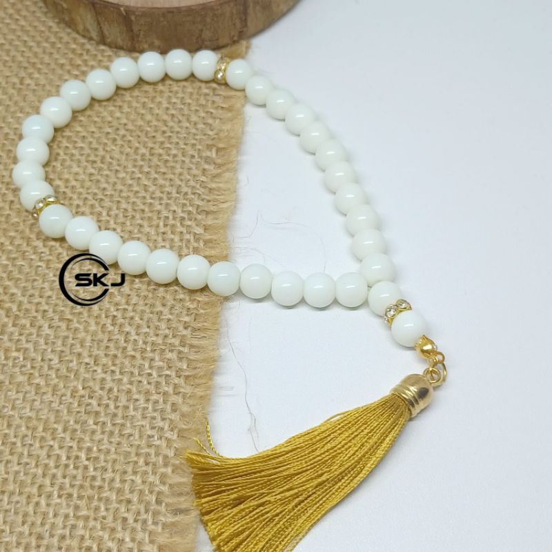 TASBIH BATU GIOK PUTIH 8MM 33BUTIR ASLI NATURAL