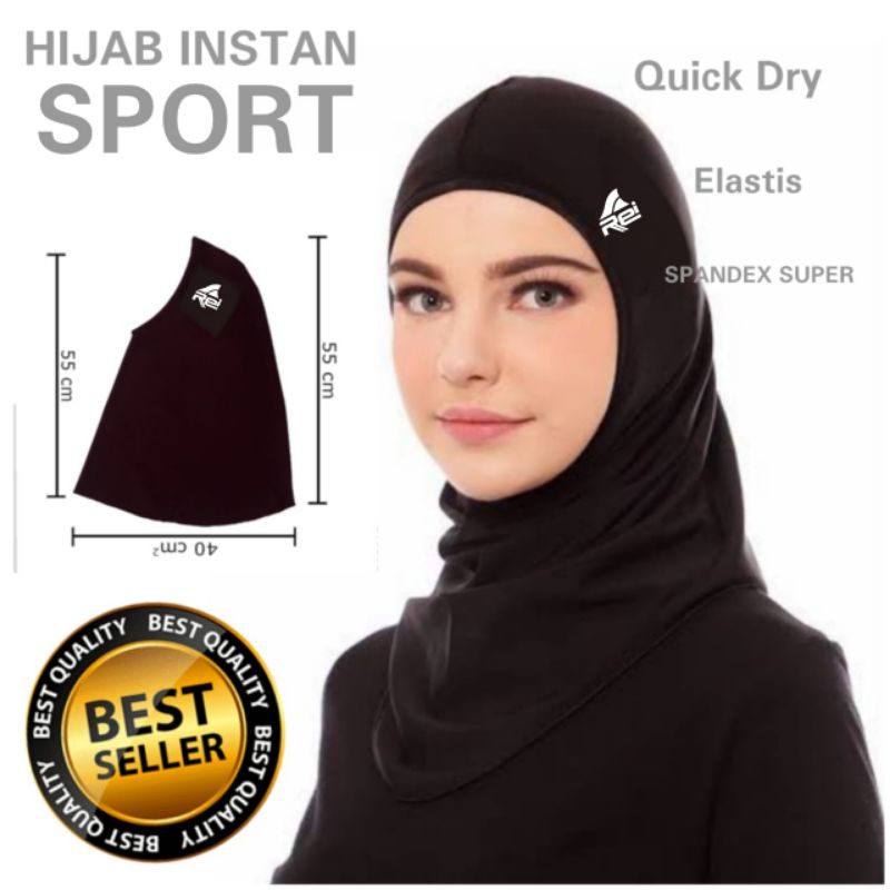 Hijab Sport Olahraga Gym Lari Renang Kerudung Instant-Rey