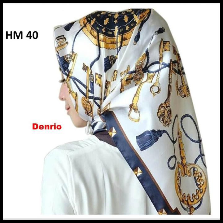 HIJAB JILBAB SEGI EMPAT MOTIF BAHAN SATIN SILK PREMIUM