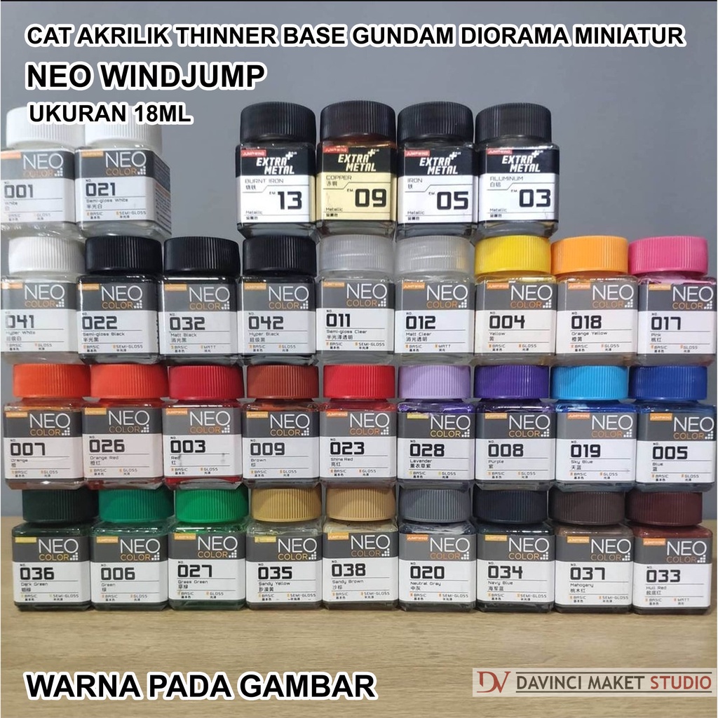 

Neo JUMPWIND Cat Gundam Diecast Miniatur Diorama - Acrylic PVC ABS Thinnerbase Basic Hyper Extra Metal Color 18ml