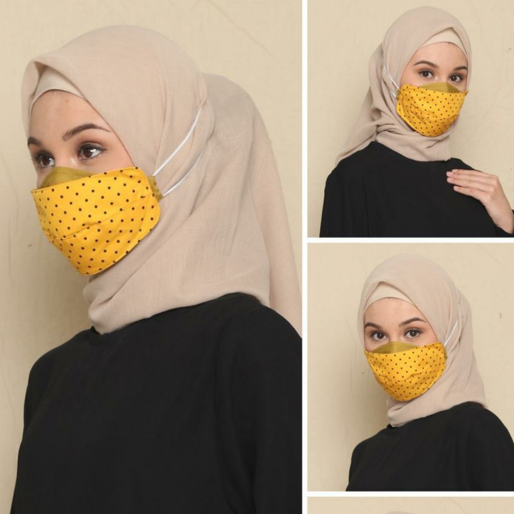  MASKER  KAIN KATUN MOTIF POLKADOT  MASKER  KAIN 3D 