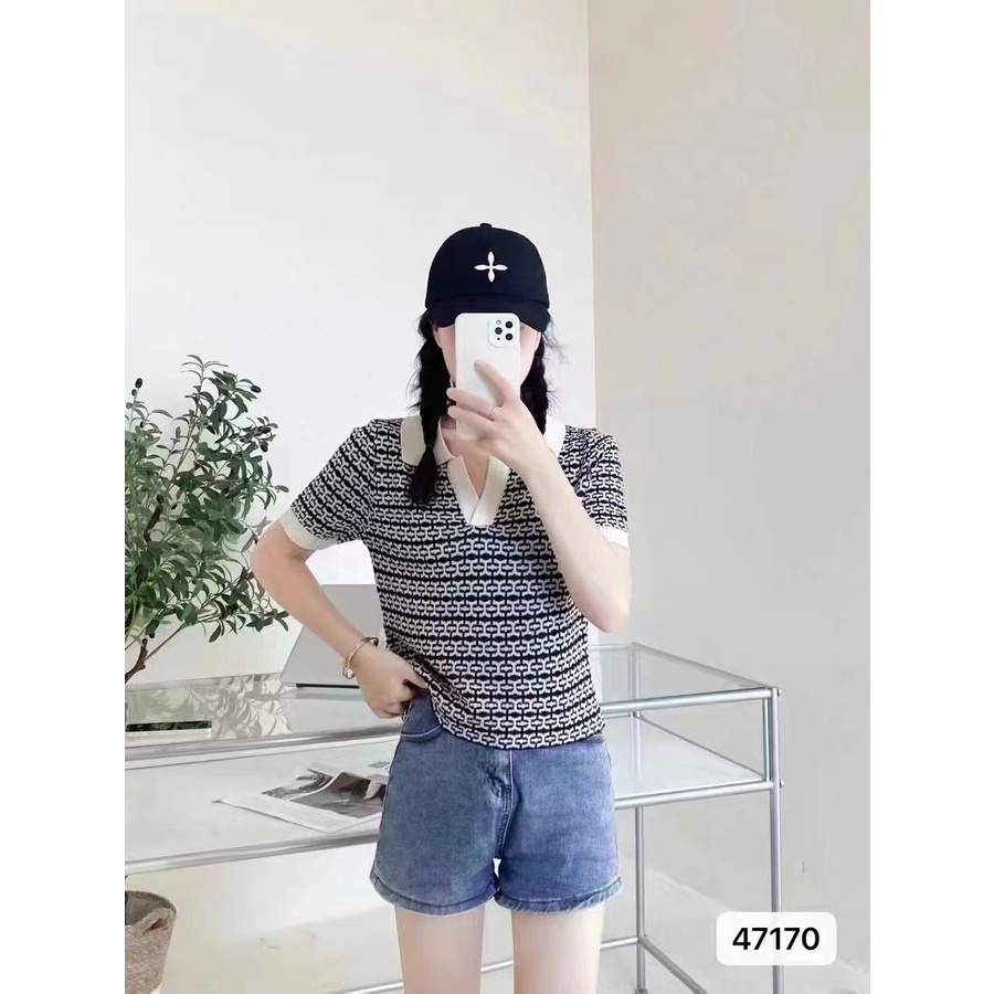 Mina Polo Knit Top Shirt - Atasan Blouse Rajut Import - Polo Knit Import TM (47170)