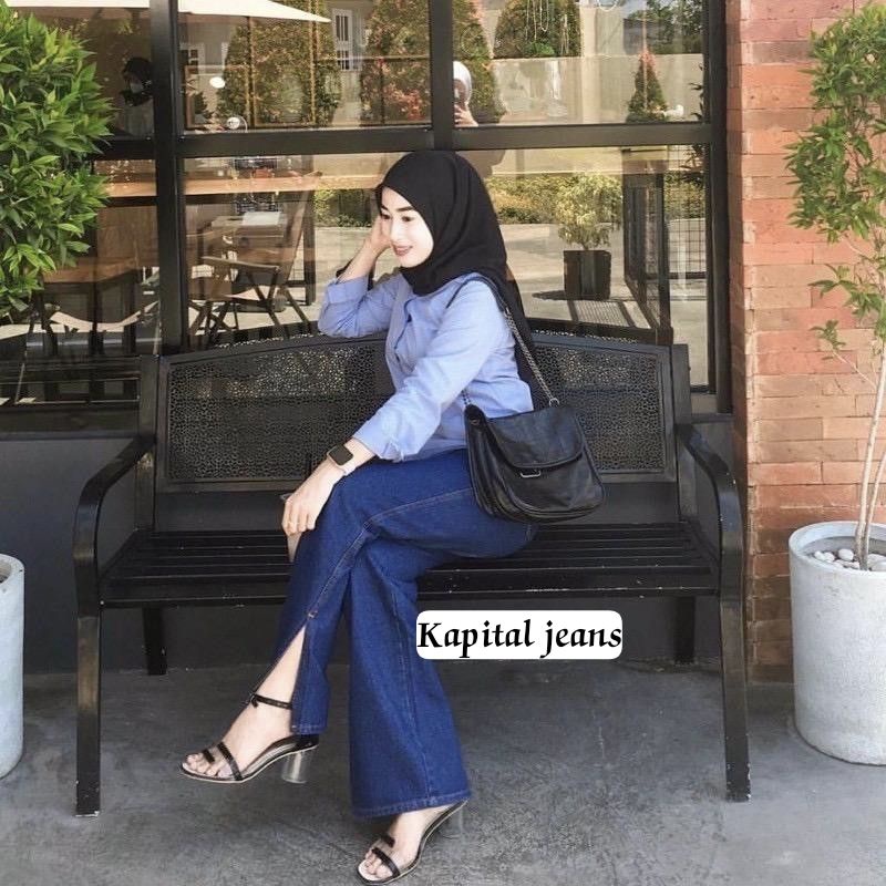 KULOT JEANS PREMIUM BELAH SAMPING // EONNI KULOT JEANS