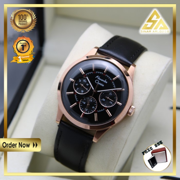 JAM TANGAN ALEXANDER CHRISTIE ALEXANDRE CHRISTIE WANITA CEWEK ORIGINAL ORI ROSEGOLD BLACK AC 2945